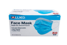 Load image into Gallery viewer, Face Masks 3 Layer Disposable 50-pce Allied