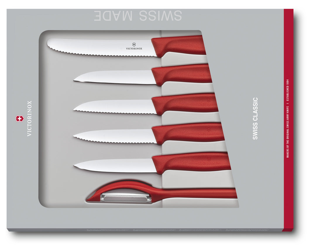 Paring Knife Set 6.7111.6G - 6 piece Red Handles  Victorinox