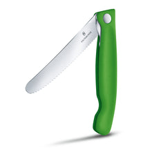Load image into Gallery viewer, Folding Paring Knife Wavy Blade Green Handle Victorinox