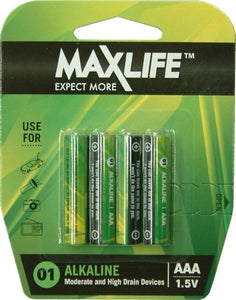 Batteries Alkaline - AAA 4-Pack Max-Life