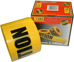 Barrier Tape - Caution - Yellow 100mm x 100m Xcel