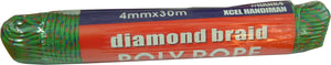 Rope - Diamond Braid Polypropylene 30m Hank 4mm Xcel