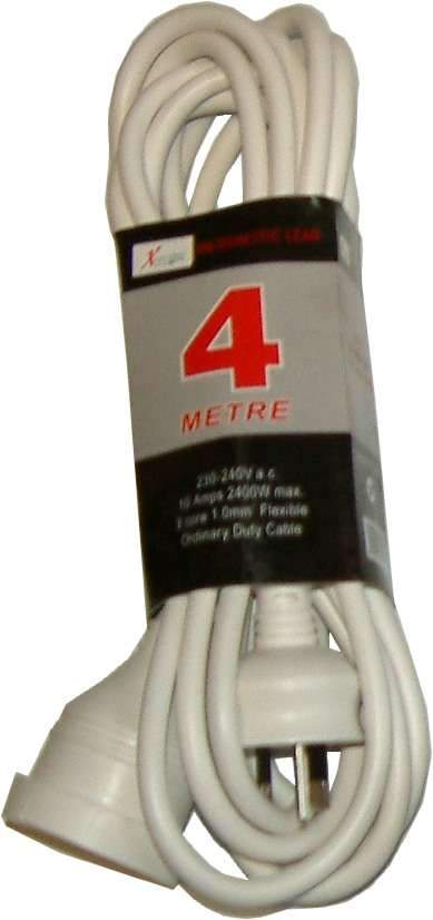 Extension Lead - Domestic White 4m Xlectric