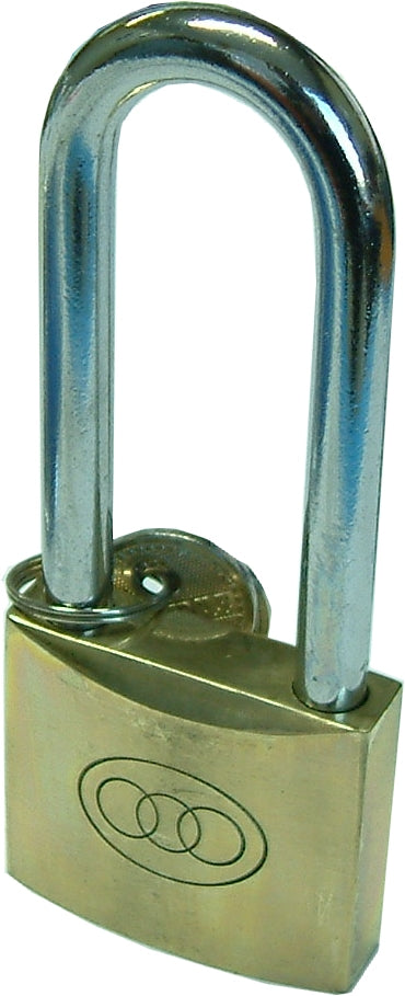 Brass Padlock - Long Shank #264L 38mm Tri-Circle