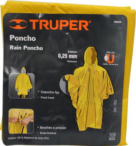Rain Poncho - PVC Multifit Yellow  Truper