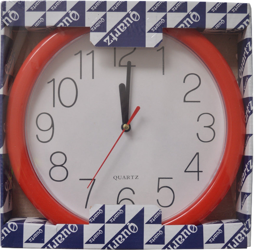 Clock - Plastic Assorted Colours 250mm Redback