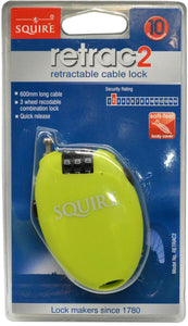 Retractable Cable Lock 3-Wheel Combination 600mm Squire