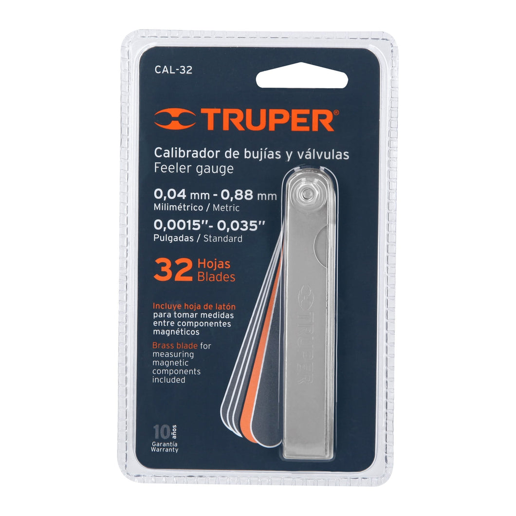 Feeler Gauge SAE & Metric 32 blade 14397 Truper
