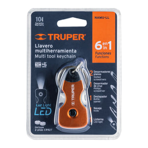 Keyring Multi-Tool 6-Function with Led Light  Truper