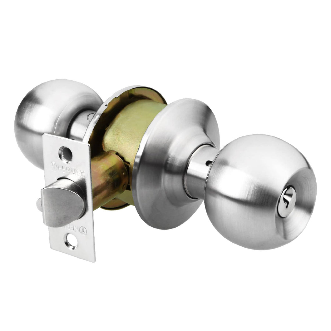 Door Knob Lock Set with Privacy Lock Matt Chrome Hermex