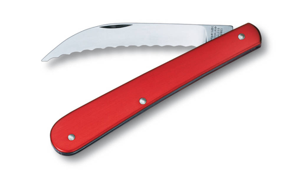 Bakers Pocket Knife Curved Wavy Bldred Alox Hdle