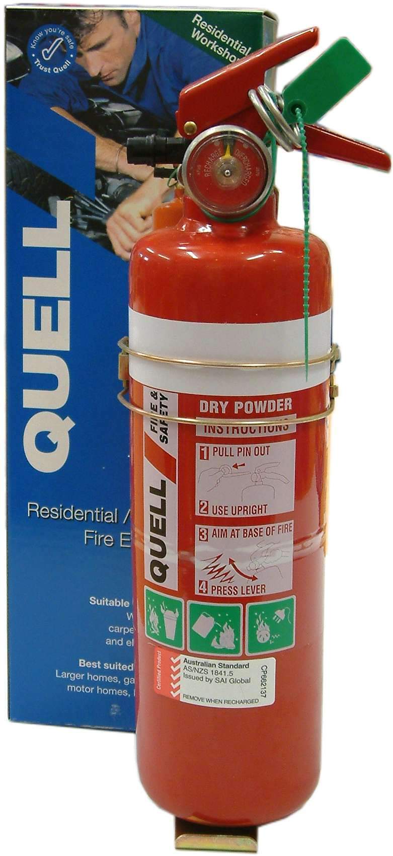 Fire Extinguisher Quell 1.5Kg Pwder Home/Workshop