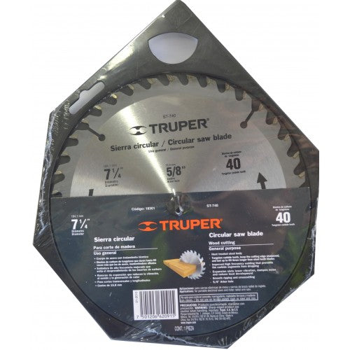 Circular Saw Blade TCT 40-Tooth 184mm x 16mm Truper