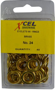 Eyelets - Brass with Rings 40-pce #24B 9.53mm Xcel