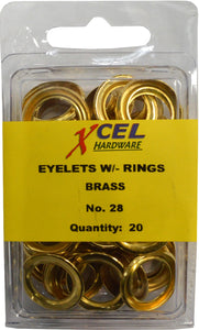 Eyelets - Brass with Rings 20-pce #28B 12.70mm Xcel