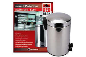 Pedal Bin - Stainless Steel 5L Redback