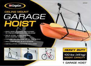 Garage Hoist-Ceiling Mount 45Kg Capacity #32522 Cargoloc