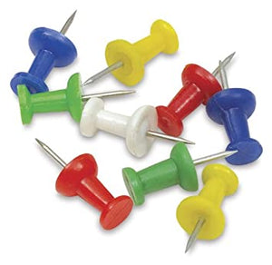 Push Pins - Assorted Colours 16-pce  Prepax