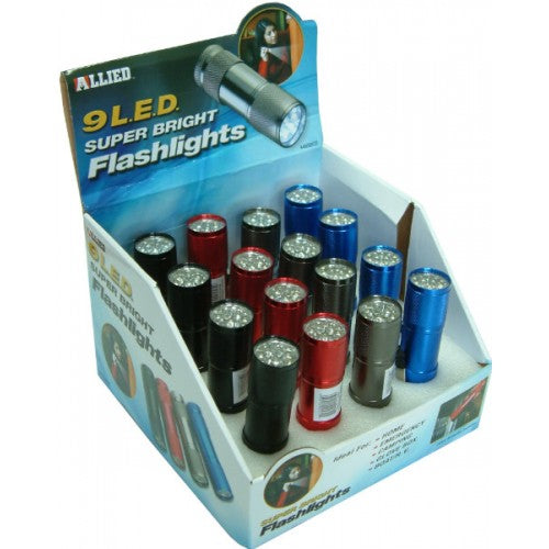 Flashlight with 3x AAA Batteries 9 LED #44532 Allied