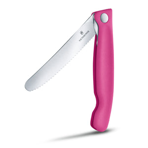 Folding Paring Knife Wavy Blade Pink Handle Victorinox