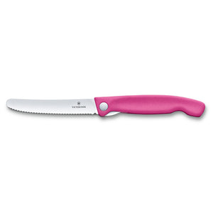 Folding Paring Knife Wavy Blade Pink Handle Victorinox