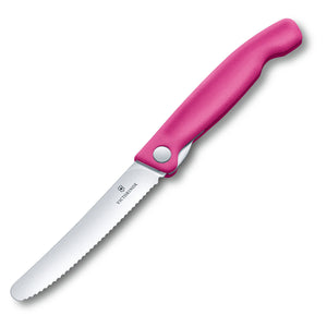 Folding Paring Knife Wavy Blade Pink Handle Victorinox