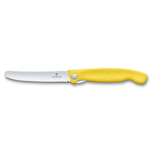 Folding Paring Knife Wavy Blade Yellow Handle Victorinox