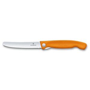 Folding Paring Knife Wavy Blade Orange Handle Victorinox
