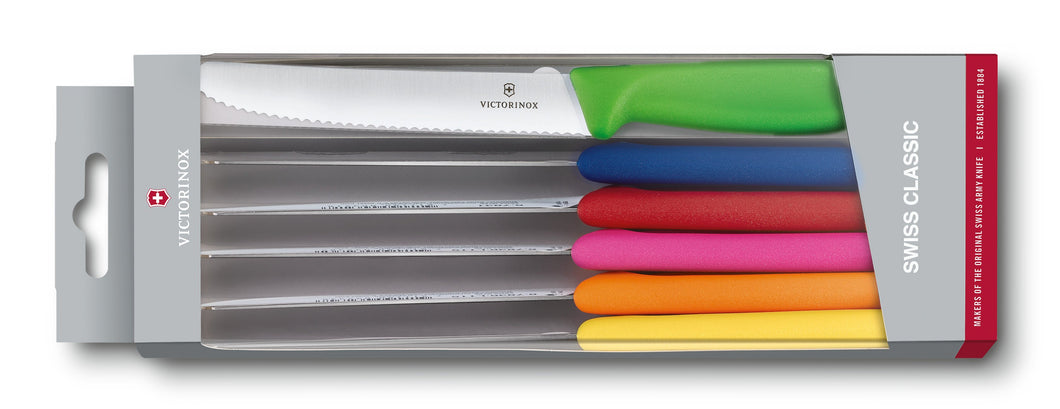 Tomato & Table Knife Set 6.7839.6G - 6 piece Assort Colours  Victorinox