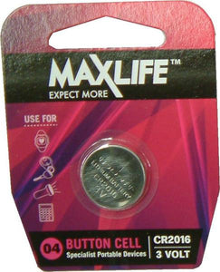 Batteries Lithium Button CR2016 Max-Life