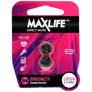 Batteries Alkaline Button - 2 Pack LR54 Max-Life
