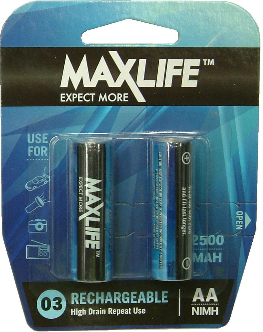 Batteries Rechargeable NIMH - AA 2-Pack Max-Life