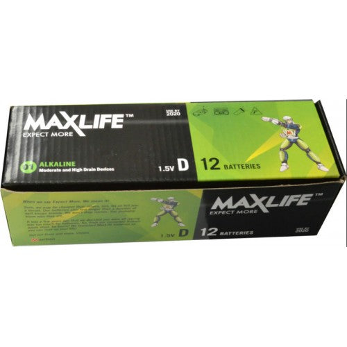 Batteries Alkaline - D 12 Pack Max-Life