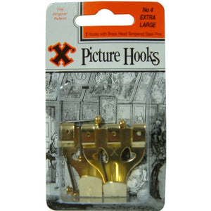 Picture Hooks Ex.Large - 2pce Blister Pack  #4 Bayonet X