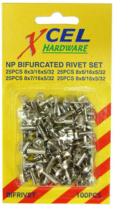 Bifurcated Rivets - 100-pce 5/10/11/12mm Xcel