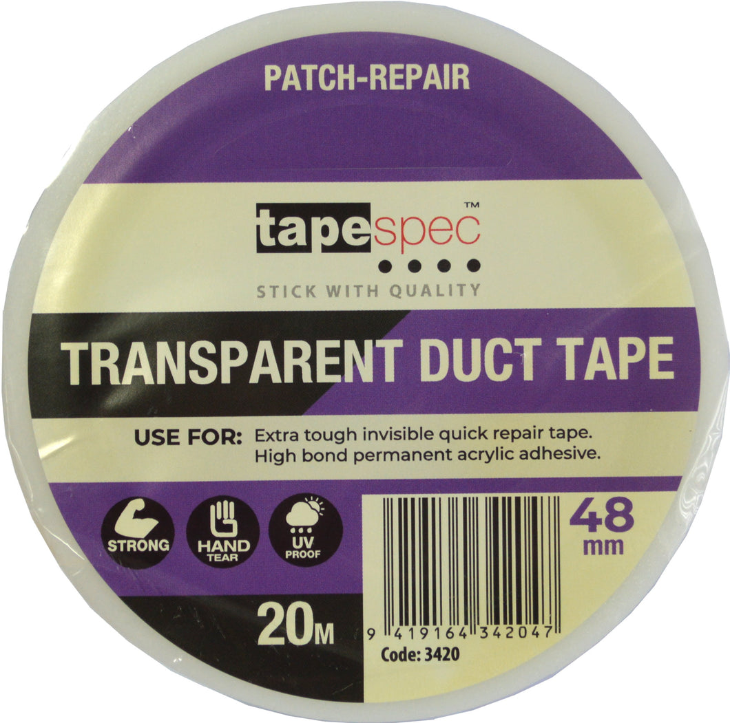 Cloth Duct Tape (100mph) - 48mm x 20m Transparent Tapespec