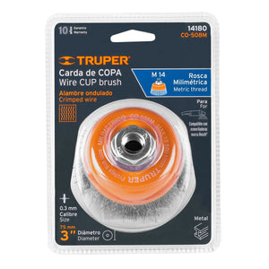Wire Cup Brush Crimped with 14mm Nut 75mm Truper