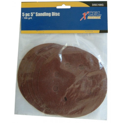Sanding Disc with Holes & Velcro Backing 125mm 5-pce 80g Xcel