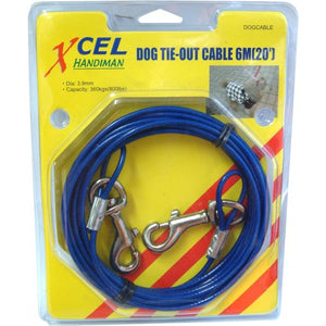Dog Tie-Out Cable with Snaphooks 360kg Capacity 6m Xcel