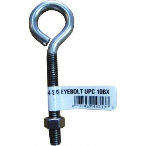 Eye Bolt & Nut - Stainless Steel #4ASS 4 x 1/4 inch Tagged Hindley