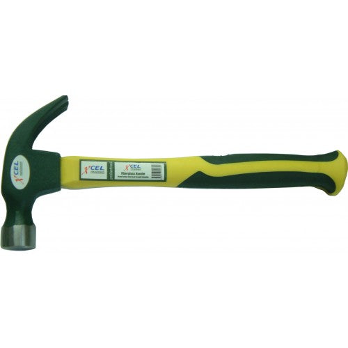 Carpenters Hammer Green/Yellow Fibreglass Handled 20oz Xcel