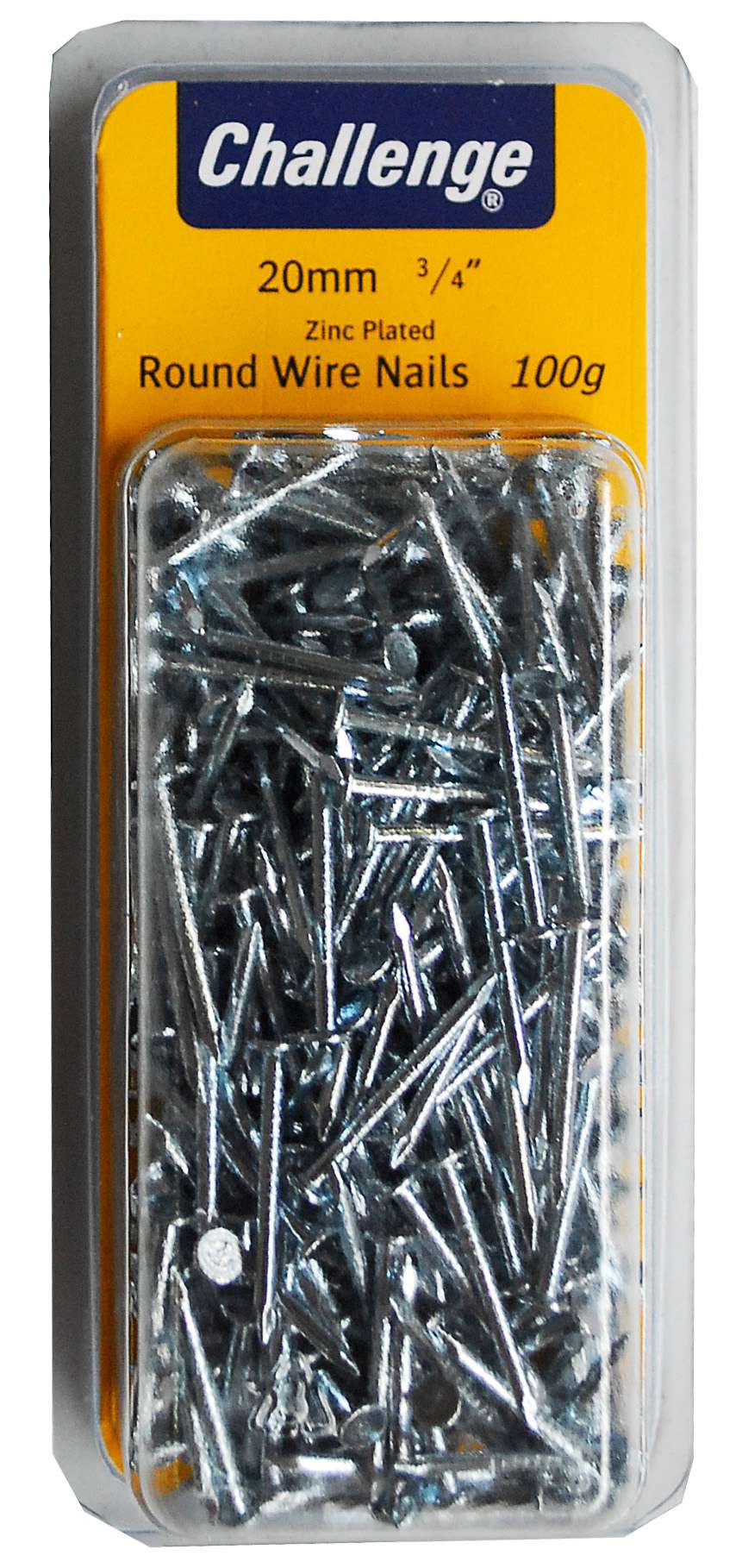 Flathead Wire Nails ZP - 100gm Blister Pack 20mm Challenge