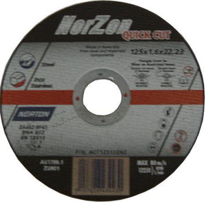 Norzon Cut-Off Discs 125 x 1.6 x 22mm Norton