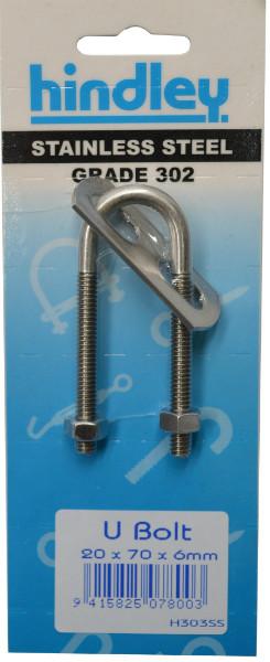 U Bolt Stainless Steel 19mm Carded Hindley