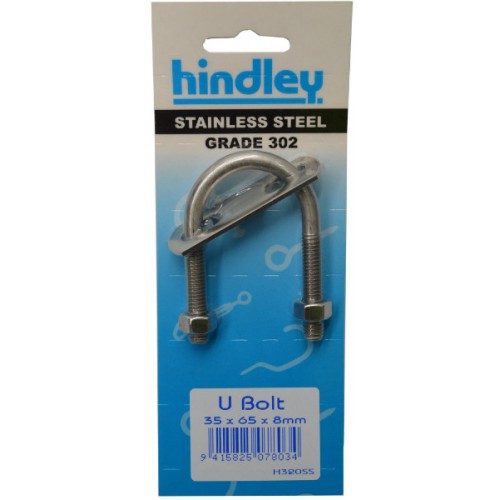 U Bolt Stainless Steel 35mm   Carded Hindley
