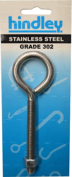 Eye Bolt Stainless Steel  10mm x 125mm Carded Hindley
