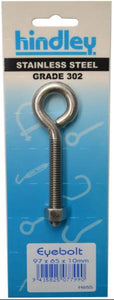 Eye Bolt Stainless Steel  10mm x 97mm Carded Hindley