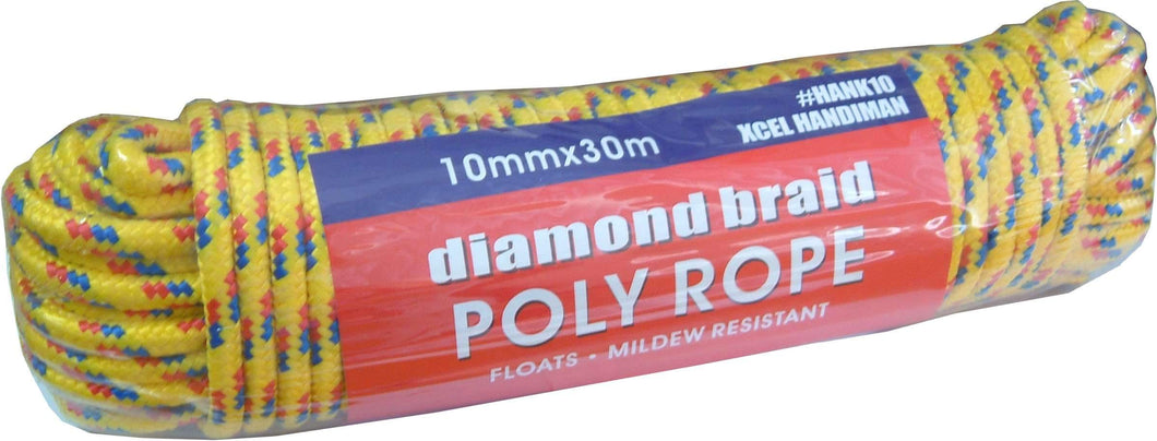 Rope - Diamond Braid Polypropylene 30m Hank 10mm Xcel