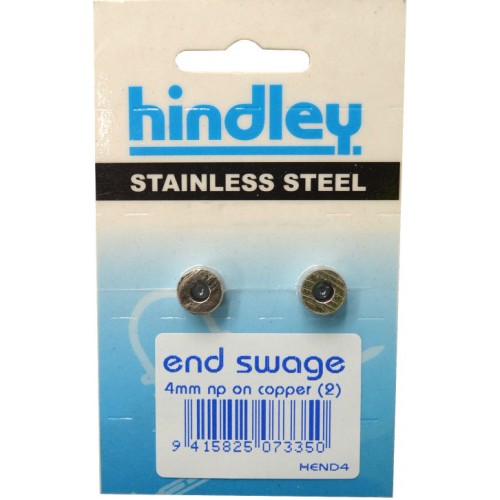 Wire Rope End Swages NP on Copper 2-pce 4mm Carded Hindley