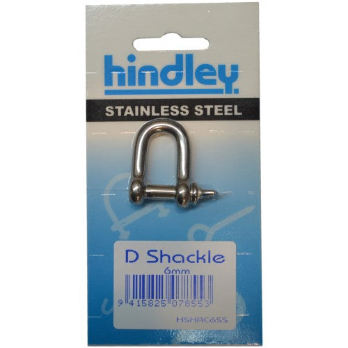 D Shackle Standard Stainless Steel 6mm Carded Hindley